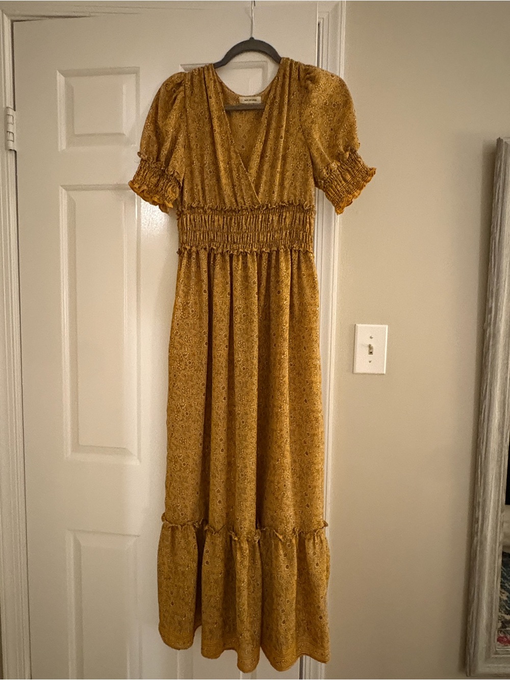 Max Studio Yellow Floral V-Neck Maxi Dress